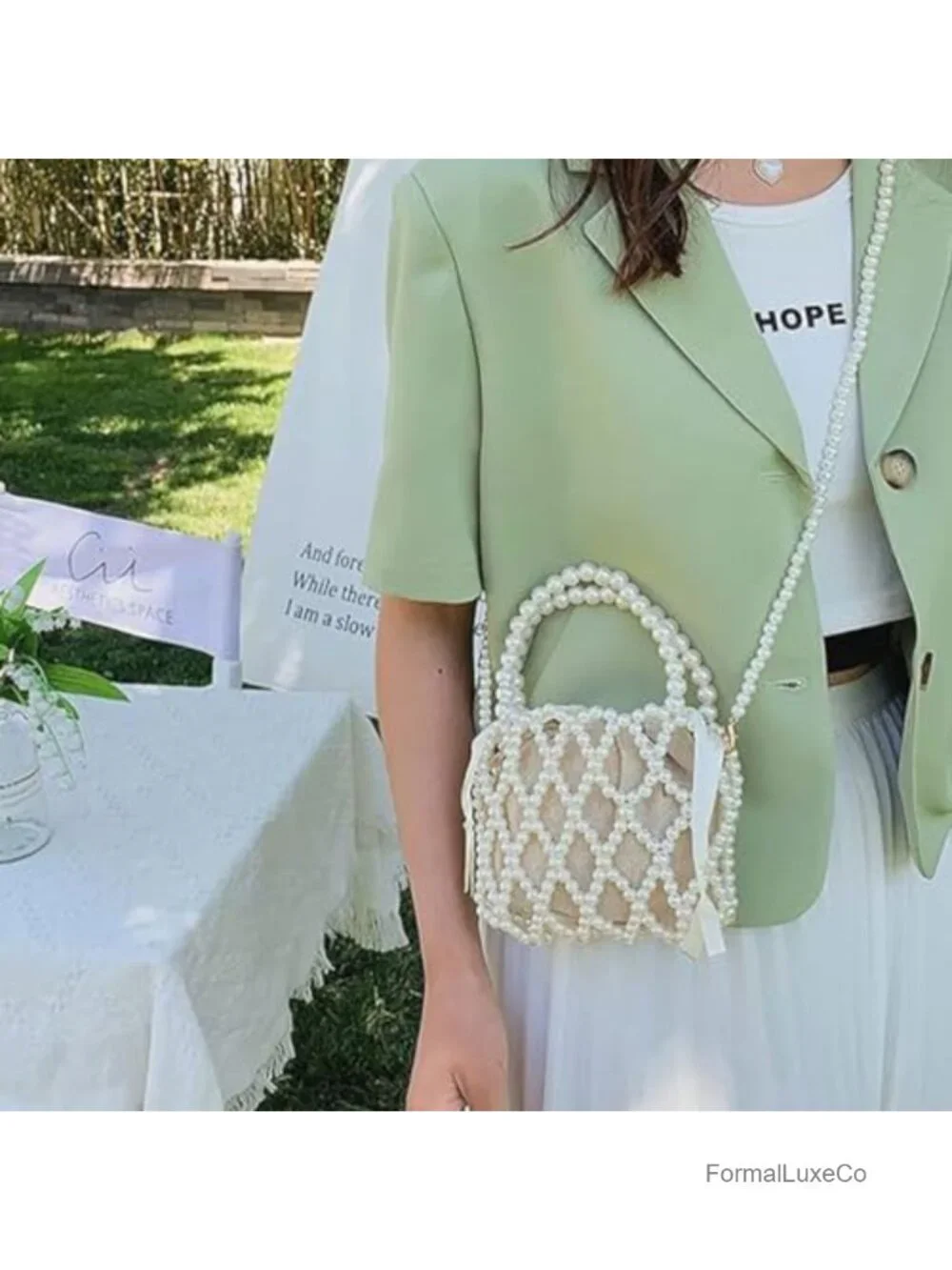 Handmade Pearl Clutch Evening Bag Women Wedding Party Purse